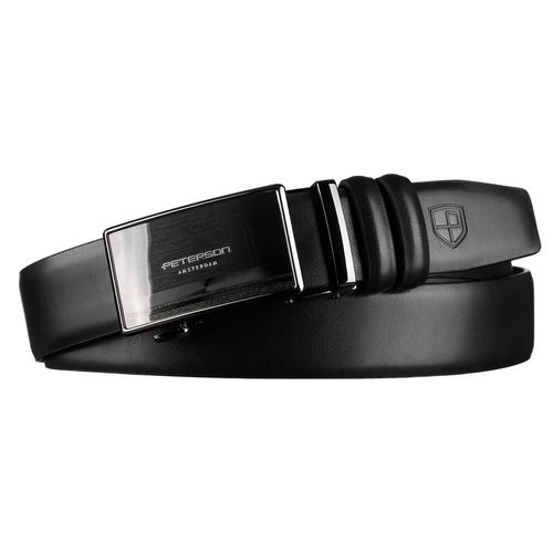 skórzany pasek męski w czarnym kolorze z automatyczną klamrą - peterson na Arena.pl
