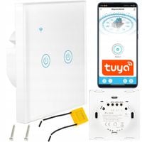 DOTYKOWY WŁĄCZNIK ŚWIATŁA DWUKANAŁOWY SZKLANY LED BIAŁY WiFi Tuya