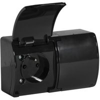 Gniazdo natynkowe podwójne z uziemieniem, z klapką VIPLAST KOALA CZARN