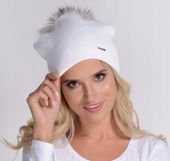 BIAŁA Czapka damska dwie warstwy Najlepsza JAKOŚĆ