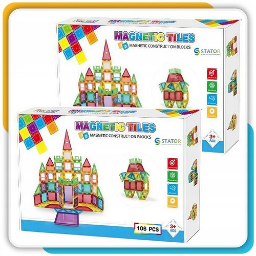 Klocki magnetyczne duże konstrukcyjne 3D zestaw 212 elementów Magnetic -S- na Arena.pl