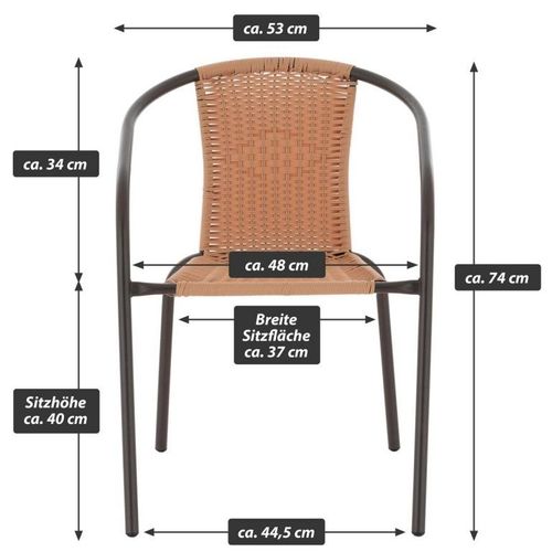 GARTHEN Zestaw 4 krzeseł bistro z polirattanu, brązowy na Arena.pl