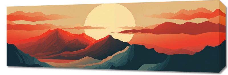 Obraz 90x30cm Zachód Słońca nad Górami zdjęcie 1