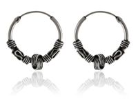 KOLCZYKI OKSYDOWANE SREBRNE KÓŁKA KOŁA Z OZDOBĄ