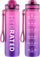 Sportowa butelka na wodę, butelka 1L z słomką i oznaczeniem czasu