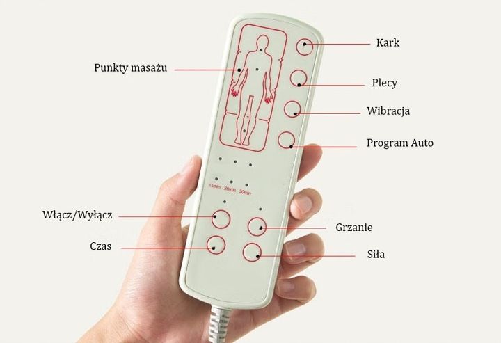 Materac masujący mata masująca Shiatsu grzanie pas podczerwień Gateway zdjęcie 2