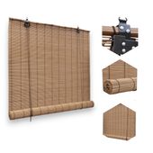 Roleta Bambusowa Brązowa Zaciemniająca Wewnętrzna Żaluzje 140x220