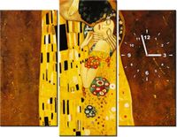 90CM 70 ZEGAR 3 ELEM POCAŁUNEK WG GUSTAV KLIMT SCIENNY DRUK