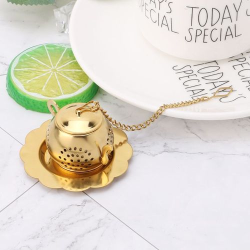 Zaparzacz do herbaty - mini czajniczek na herbatę - stalowy Złoty na Arena.pl