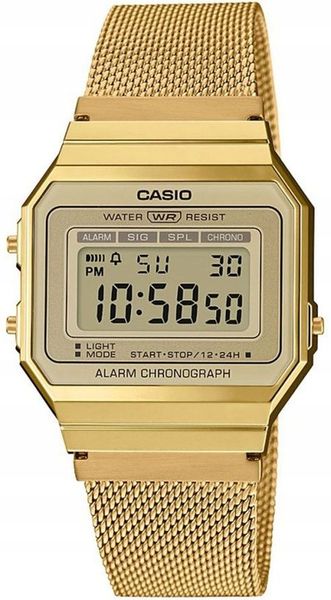 MODNY ZŁOTY ZEGAREK CASIO VINTAGE DIGITAL A700WEMG-9AEF RETRO GOLD MESH zdjęcie 7