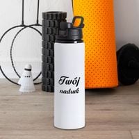 Biała metalowa butelka 750 ml z uchwytem - z Twoim nadrukiem