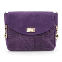 VERA PELLE torebka damska zamszowa listonoszka z paskiem V290 c.fioletowa
