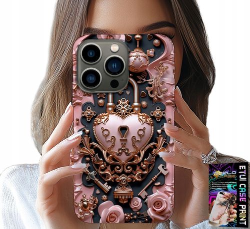 ETUI DO IPHONE 14 PRO - KOBIECE, MODNE WZORY, KŁÓDKA SERCE RÓŻA na Arena.pl