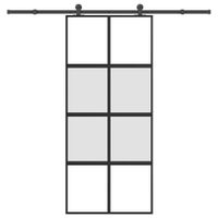 Drzwi przesuwne z osprzętem, 90x205 cm, szkło i aluminium