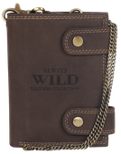 atrakcyjny, skórzany portfel męski z mosiężnym łańcuchem - always wild