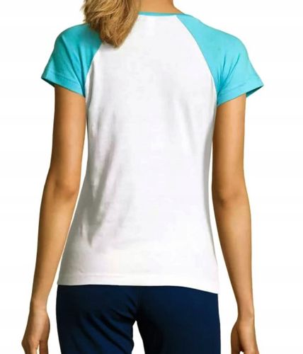 T SHIRT BLUZKA KOSZULKA DAMSKA XL BIAŁA Z LAZUREM BAWEŁNA SOL'S na Arena.pl