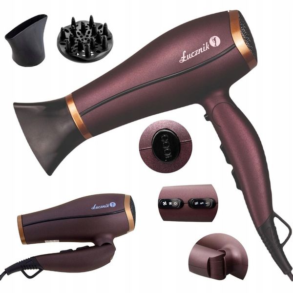 Suszarka do włosów z jonizacją z dyfuzorem składana turystyczna mocna 2200W zdjęcie 6