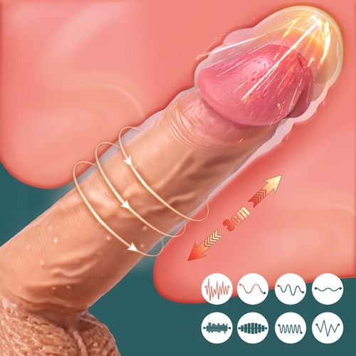 realistyczne dildo Analne wibrator z pilotem 21.5cm, 8 wibracji i 6 pchnięć na Arena.pl