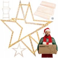 Gwiazda świąteczna 3D kompaktowa składana ModoStar 189 cm naturalna drewno