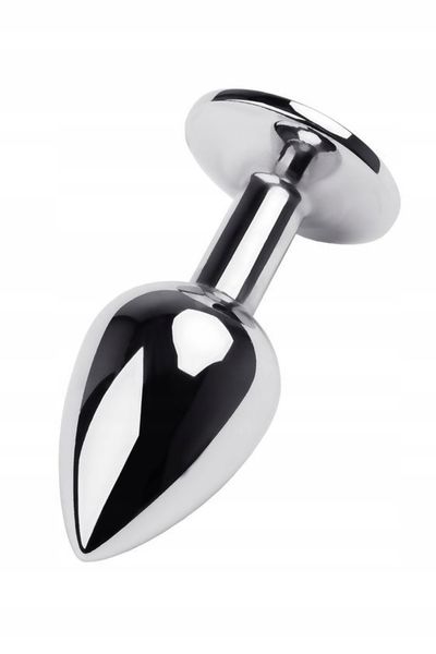 Silver Anal Plug Toyfa Metal With Blue Round-Shaped Gem zdjęcie 2