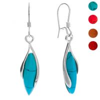 SREBRNE KOLCZYKI Z PIASKIEM PUSTYNI, TURKUSEM, KORALOWCEM SREBRO PRÓBY 925