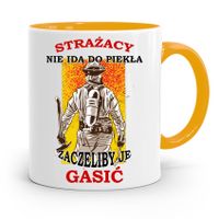 Kubek Żółty Dla Strażaka Nie Idą Do Piekła Prezent Z Nadrukiem Ze Zdjęciem