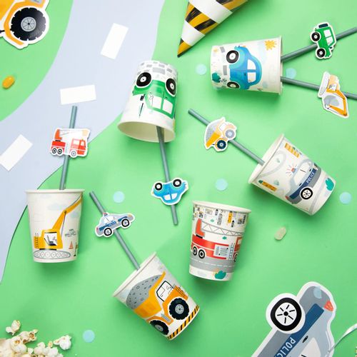 Słomki papierowe Auta, 6 szt. na Arena.pl