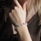 Bransoletka - Kwarc, Cytryn, Hematyt kulki i srebro