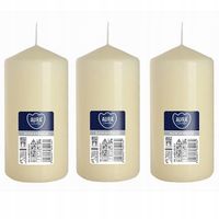 ZESTAW 3 ŚWIEC STOŁOWYCH WALEC KLASYCZNA ŚWIECZKA 12cm 38h ECRU