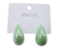 Kolczyki wkrętki kropelka łezka zielony perłowe akryl MF30911 HIT