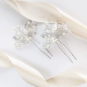 Zestaw dwóch wsuwek ślubnych z listkami kryształkami i perłami KOKONET 4-0124