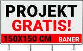 BANER REKLAMOWY plandeka 1,5x1,5m 510g powlekany + LAKIER UV PROJEKT GRATIS