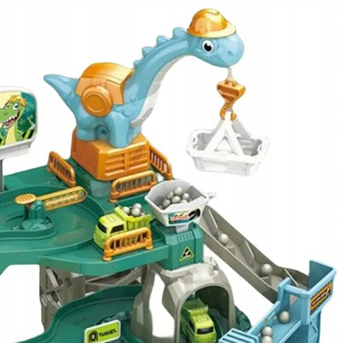 MEGA TOR SAMOCHODOWY PARKING POCIĄG DŹWIG KOLEJKA STACJA TUNEL DINOZAUR REX na Arena.pl