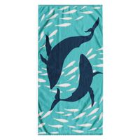 Duży ręcznik plażowy DOLPHIN 90x180 turkusowy welur frotte DecoKing