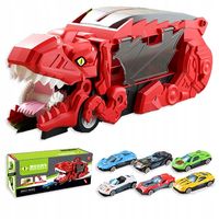 DUŻY ZESTAW SAMOCHODÓW dinozaur W WALIZCE AUTKA zjeżdzalnia + 6 RESORAKÓW