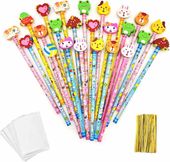 Ołówki grafitowe z gumką zwierzątka zestaw 24 sztuki woreczki prezentowe