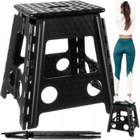 KRZESŁO SKŁADANE TABORET DUŻY STOŁEK ROZKŁADANY PODEST WYTRZYMAŁY CZARNY