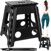 KRZESŁO SKŁADANE TABORET DUŻY STOŁEK ROZKŁADANY PODEST WYTRZYMAŁY CZARNY