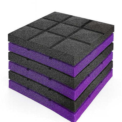 Panele akustyczne BUFFO 30×30 cm| grafit fiolet| ZESTAW | – 4 szt na Arena.pl