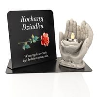Znicz LED na Grób Dekoracja Dłonie Personalizacja Święta Dzień Dziadka