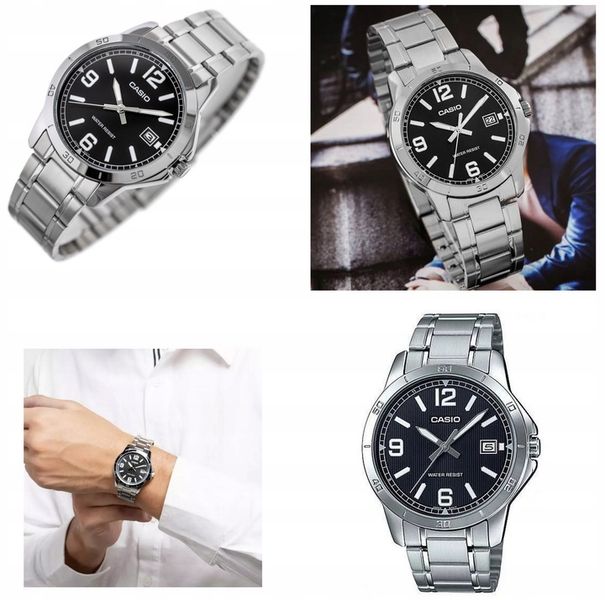 ZEGAREK MĘSKI CASIO MTP-V004 datownik stalowy + BOX + GRAWER zdjęcie 2