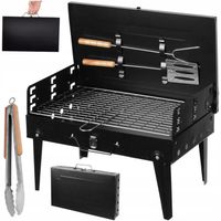 GRILL OGRODOWY TURYSTYCZNY PRZENOŚNY SKŁADANY BBQ WALIZKA + AKCESORIA