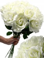 Róża Biała Bukiet Róż Sztuczne Kwiaty Gałązki do Wazonu Róże Jak Żywe