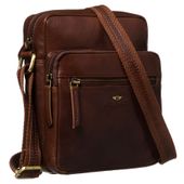 miejska torba męska ze skóry naturalnej w brązowym kolorze, zawieszona