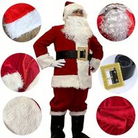 Strój Mikołaja Gwiazdora Kostium Welurowy Zestaw XXL Burgund 6EL.