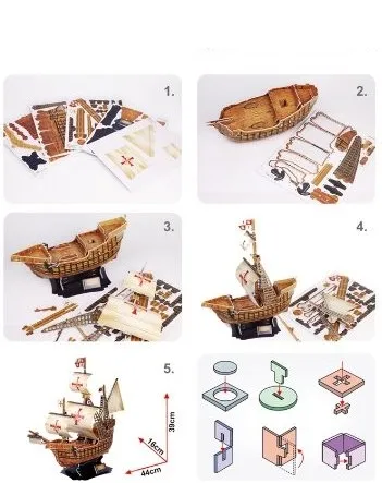 Puzzle 3D 113 elementów. Żaglowiec Santa Maria zdjęcie 4