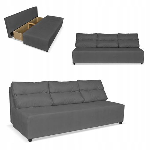 Kanapa sofa KIMO funkcja spania pojemnik Family Meble Hunter c. szary welur na Arena.pl