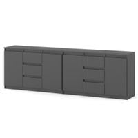 Komoda Szara 240cm 6 Szuflad Nowoczesna Pojemna Szafka Do Pokoju Loft