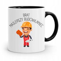 Kubek Czarny Dla Brata Najlepszy Budowlaniec Z Nadrukiem Ze Zdjęciem