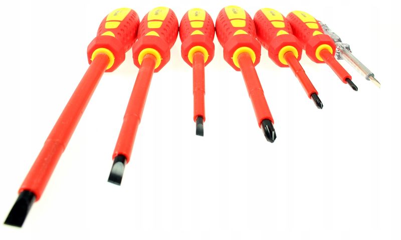 ZESTAW WKRĘTAKI ŚRUBOKRĘTY IZOLOWANE + PRÓBNIK DO PRĄDU PROBÓWKA TESTER x7 zdjęcie 3